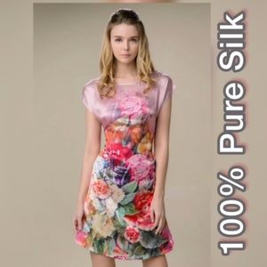 NWT 100% PURE MULBERRY SILK HAND PAINTED DRESS LUXURY TUNIC